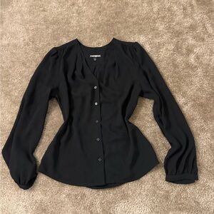 Express Women's Elegant Black V-Neck Blouse